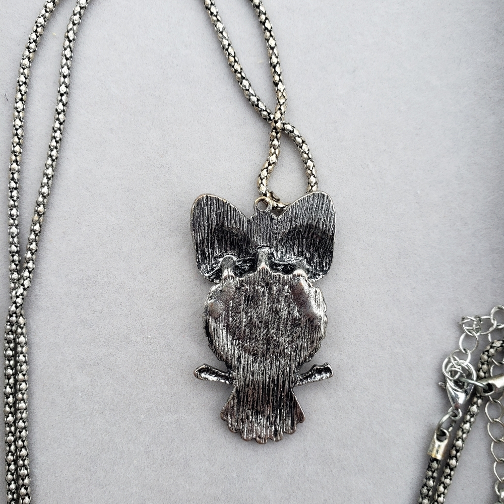 10. Owl Pendant Necklace - rope chain - Picture 7 of 8